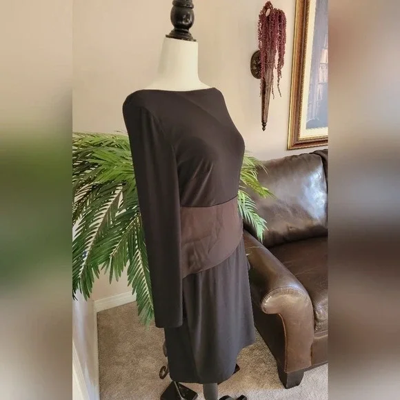 Chaps  Satin Ruffle Sheath Dress - Picture 6 of 9